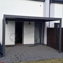 Aranżacja: Pergola 3x4 na taras z oświetleniem LED + zasłony i moskitiery Nefir 2.0 - Antracite