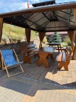 Aranżacja: Pergola altana metalowa 3,5x6z dachem Hardtop i zasłonami Hater - Woodlook