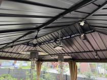Aranżacja: Pergola altana metalowa 3,5x6z dachem Hardtop i zasłonami Hater - Woodlook
