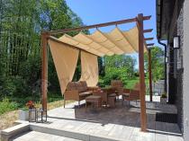 Aranżacja: Pergola ogrodowa z materiałowym dachem Kirn 3x4 Aluminium - Cream Wood