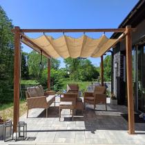 Aranżacja: Pergola ogrodowa z materiałowym dachem Kirn 3x4 Aluminium - Cream Wood