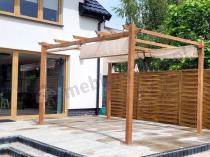 Aranżacja: Pergola ogrodowa z materiałowym dachem Kirn 3x4 Aluminium - Cream Wood