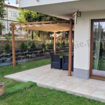 Aranżacja: Pergola ogrodowa z materiałowym dachem Kirn 4x4 Aluminium - Cream Wood