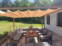 Aranżacja: Pergola ogrodowa z materiałowym dachem Kirn 4x4 Aluminium - Cream Wood