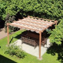 Aranżacja: Pergola ogrodowa z materiałowym dachem Kirn 4x4 Aluminium - Cream Wood