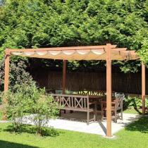 Aranżacja: Pergola ogrodowa z materiałowym dachem Kirn 4x4 Aluminium - Cream Wood