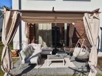 Aranżacja: Pergola tarasowa 3x3 Niro 2.0 z zasłonami - Cream Wood