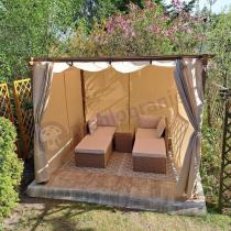 Aranżacja: Pergola tarasowa 3x3 Niro 2.0 z zasłonami - Cream Wood