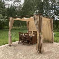 Aranżacja: Pergola tarasowa 3x3 Niro z zasłonami - Cream Wood