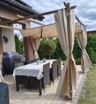 Aranżacja: Pergola tarasowa 3x3 Niro z zasłonami - Cream Wood