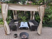 Aranżacja: Pergola tarasowa 3x3 Niro z zasłonami - Cream Wood