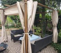 Aranżacja: Pergola tarasowa 3x3 Niro z zasłonami - Cream Wood