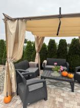 Aranżacja: Pergola tarasowa 3x3 Niro z zasłonami - Cream Wood