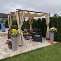 Aranżacja: Pergola tarasowa 3x3 Niro z zasłonami - Cream Wood