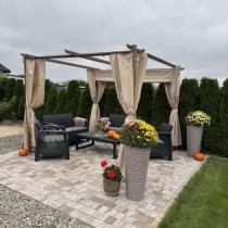 Aranżacja: Pergola tarasowa 3x3 Niro z zasłonami - Cream Wood