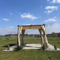 Aranżacja: Pergola tarasowa 3x3 Niro z zasłonami - Cream Wood