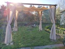 Aranżacja: Pergola tarasowa 3x3 Niro z zasłonami - Cream Wood