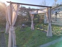 Aranżacja: Pergola tarasowa 3x3 Niro z zasłonami - Cream Wood