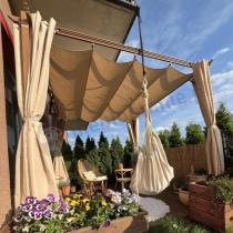Aranżacja: Pergola tarasowa 3x3 Niro z zasłonami - Cream Wood