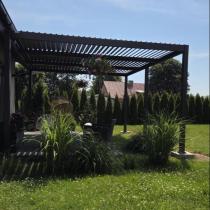 Aranżacja: Pergola tarasowa aluminiowa lamelowa 4x5 m Lufel 2.0 - Antracyt