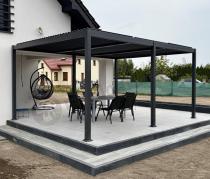 Aranżacja: Pergola tarasowa aluminiowa lamelowa 4x5 m Lufel 2.0 - Antracyt