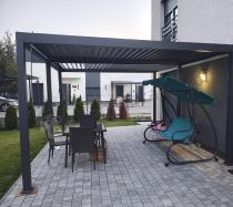 Aranżacja: Pergola tarasowa metalowa 4x5 wolnostojąca Nefir 2.0 - Antracite, Gartwerk