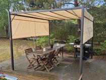 Aranżacja: Pergola tarasowa metalowa Horn 3x3 - Kremowa