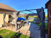 Aranżacja: Pergola tarasowa wolnostojąca z zasłonami Niro 3x5,5 - Grey