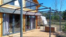 Aranżacja: Pergola tarasowa wolnostojąca z zasłonami Niro 3x5,5 - Grey