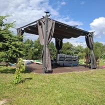Aranżacja: Pergola tarasowa z zasłonami bocznymi 3x4 Niro - Grey