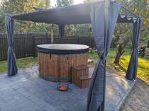 Aranżacja: Pergola tarasowa z zasłonami bocznymi 3x4 Niro - Grey