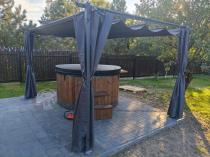 Aranżacja: Pergola tarasowa z zasłonami bocznymi 3x4 Niro - Grey