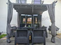Aranżacja: Pergola wolnostojąca na taras z zasłonami 3x3 Kirn 2.0 Szary - stelaż aluminiowy