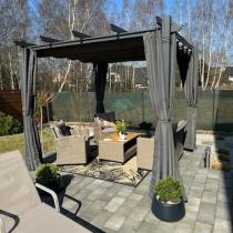 Aranżacja: Pergola wolnostojąca na taras z zasłonami 3x3 Kirn 2.0 Szary - stelaż aluminiowy