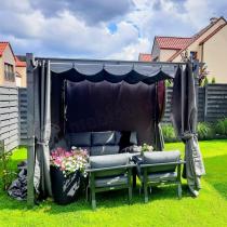 Aranżacja: Pergola wolnostojąca na taras z zasłonami 3x3 Kirn Szary - stelaż aluminiowy