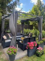Aranżacja: Pergola wolnostojąca na taras z zasłonami 3x3 Kirn Szary - stelaż aluminiowy