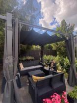 Aranżacja: Pergola wolnostojąca na taras z zasłonami 3x3 Kirn Szary - stelaż aluminiowy