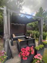 Aranżacja: Pergola wolnostojąca na taras z zasłonami 3x3 Kirn Szary - stelaż aluminiowy