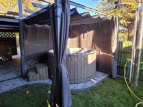 Aranżacja: Pergola wolnostojąca na taras z zasłonami 3x3 Kirn Szary - stelaż aluminiowy