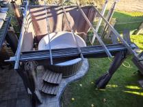 Aranżacja: Pergola wolnostojąca na taras z zasłonami 3x3 Kirn Szary - stelaż aluminiowy