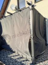 Aranżacja: Pergola wolnostojąca na taras z zasłonami 3x3 Kirn Szary - stelaż aluminiowy