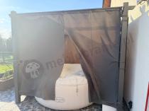 Aranżacja: Pergola wolnostojąca na taras z zasłonami 3x3 Kirn Szary - stelaż aluminiowy