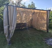 Aranżacja: Pergola wolnostojąca z zasłonami bocznymi 3x4 Niro - Cream