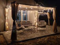 Aranżacja: Pergola wolnostojąca z zasłonami bocznymi 3x4 Niro - Cream