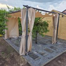Aranżacja: Pergola wolnostojąca z zasłonami bocznymi 3x4 Niro - Cream