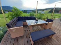 Aranżacja: Pleciony zestaw ogrodowy z technorattanu Topiano Plus Yellow & Black