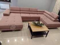 Aranżacja: Rogówka u-kształtna z funkcją spania ciemny róż welur Rodrigo 345x202 cm