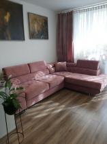 Aranżacja: Różowy rozkładany narożnik z funkcją spania Anton prawy 275x202