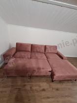 Aranżacja: Różowy welurowy narożnik do salonu Flavio II prawostronny 293x179 cm