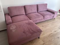 Aranżacja: Różowy welurowy narożnik nowoczesny Flavio II lewostronny 293x179 cm